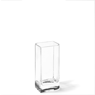 LEONARDO HOME Lucca, Vase aus transparentem Glas, handgefertigte, rechteckige Glasvase in modernem Stil, Unikat, Höhe: 20 cm, 014326, 1 Stück