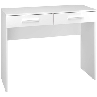 99rooms Schreibtisch Celine Weiß Hochglanz (Computertisch, Bürotisch), Schubladen mit Vollauszug, viel Stauraum, Holzwerkstoff, Modern Design weiß