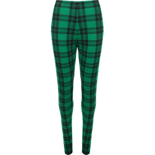 WearAll - Damen Übergröße Tartan Kariert Druck Leggings - Grün - 48-50 - 48-50