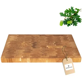 HOFMEISTER® Hackblock Butcherblock Schneidebrett Eiche - aus geöltem Holz in Stirnholz-Optik - massives Tranchierbrett für BBQ, Fleisch, Gemüse, 60 cm