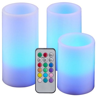 Spetebo LED-Kerze LED Echtwachskerzen Set mit Fernbedienung - 3er Se (Set, 4-tlg., 3x Kerzen 1x Fernbedienung), Echtwachs-Kerze mit LED, unterschiedliche Farbauswahl möglich weiß