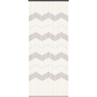SuhoFutus 90x220cm Stränge Türvorhang Holzperlenvorhang mit Zackenmuster, Tür Vorhang Holz Perle Mit Jagged Muster, Für Veranda, Tür, 31 Lines, Braun und Weiß