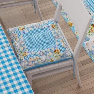 PETTI Artigiani Italiani - Kissen für Stuhl, Küche, Ostern, 4 Punkte, 6 Stück, Kissenbezüge, Osterstuhl aus Mikrofaser mit Bändern, 100% Made in Italy