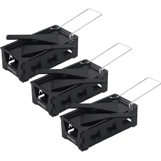 ideoon 3er-Set Faltbares Raclette-Teelicht für 1-2 Personen schwarz