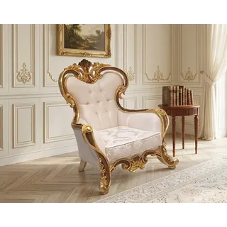 Xlmoebel Ohrensessel Luxus Sessel Barock Design Polster Stoff Sitzmöbel Textil (1-St., Ohrensessel), Made in Europa beige