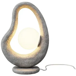 Licht-Erlebnisse Nachttischlampe YORIN, ohne Leuchtmittel, Glas Beton G9 38 cm Grau Weiß Kugel Schirm Modern Tischlampe bunt|grau
