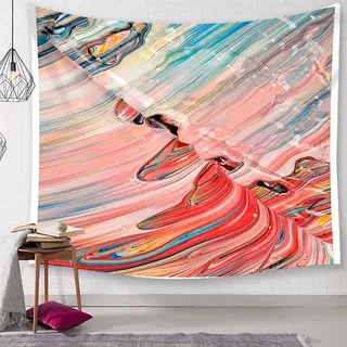 EHOMERY Wandbehang 3D Wanddekoration Schlafzimmer Aesthetic Rot Malen Textur Geometrische Kunst Wandteppich Kinderzimmer Junge Tapisserie Dekoration Wandschmuck Groß Wohnzimmer 94X86 Inches