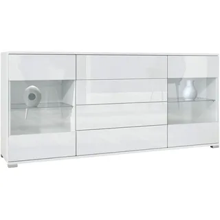 Vladon Bari V2 166,5 x 75,5 x 35 cm Weiß matt/Weiß Hochglanz