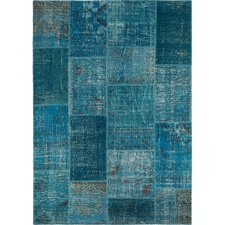 Vintage Teppich Patchwork 170 x 240 cm Mischgewebe Blau
