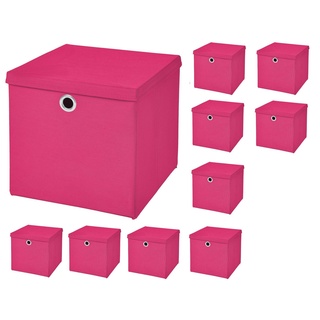 StickandShine Aufbewahrungsbox 10 Stück 32 x 32 x 32 cm Faltbox mit Deckel Stoffbox Aufbewahrungsbox (10er SET 32x32x32) in verschiedenen Farben 32cm rosa