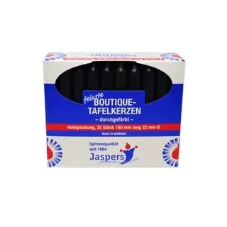 Boutique-Tafelkerzen schwarz 30er Pack durchgefärbt