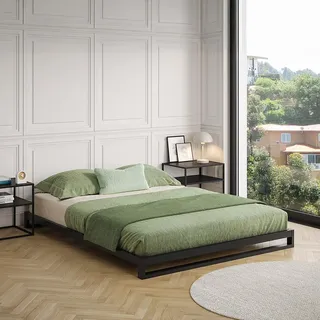 skølm Vidar Metallbett 160x200 cm – Bett aus Metall mit Lattenrost – stabiles Metall Bettgestell Schwarz – Bettrahmen geeignet als Doppelbett – Doppelbettgestell 15 cm hoch – Gästebett