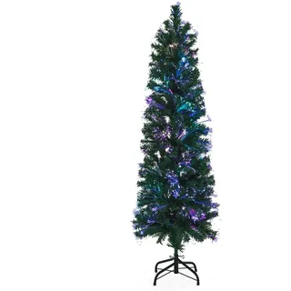 DREAMADE 150/180 cm Künstlicher Weihnachtsbaum, Schmaler Christbaum mit bunter Beleuchtung, Bleistift Tannenbaum aus PVC, Kunstbaum für Zuhause & Büro & Laden (180 cm)