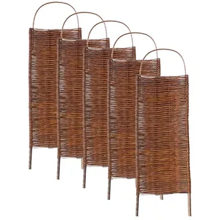 Steckparavent Weide 5er Set 56x130 cm mit Bogen – mobiler Sichtschutz zum Stecken für Garten, Balkon & Terrasse, geöltes Weidengeflecht, Outdoor Paravent