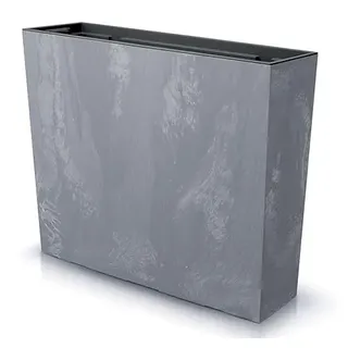 R.G. Blumenkasten Hoher Pflanzkasten Rechteckig aus Kunststoff Blumentopf Balkonkasten Pflanzkasten Beton Optik Blumenkübel Tower 58cm x 50cm mit Pflanzeinsatz (Grau)