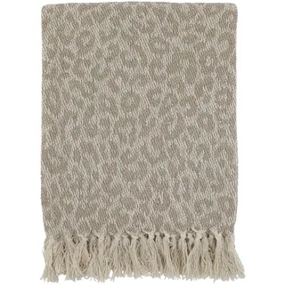 Chic Antique Aix Plaid aus Garnüberschuss, Leopardmuster, 150 x 130 cm, braun