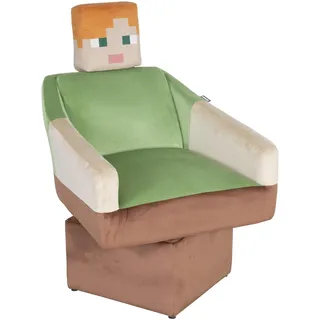 Phoenix Drehsessel Minecraft Samt 69 x 96 x 75 cm Braun/Grün mit Kopfstütze