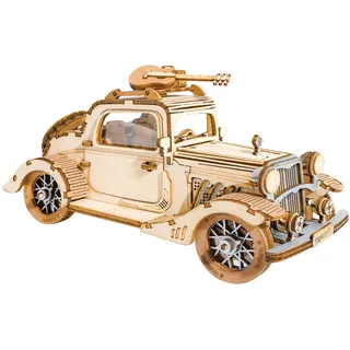 ROBOTIME Vintage Car Wooden Model Puzzle Set, EIN 3D Puzzle Und Bastelset Für Erwachsene Und Kinder Als Geschenk Oder Dekoration