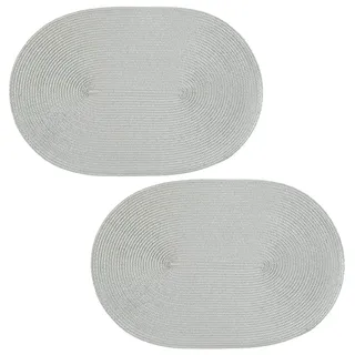 Platzset 2er Set Silbergrau oval ca. 45x30 cm Platzdeckchen Tischset geflochtene Optik