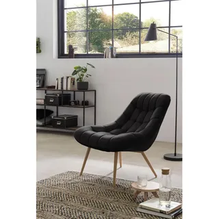 SalesFever Relaxsessel Toulon Samt 76 x 85,6 x 85,6 cm Braun/Schwarz mit XXL-Steppung