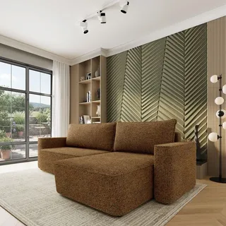 masseno Ecksofa Chenille 2-Sitzer Braun