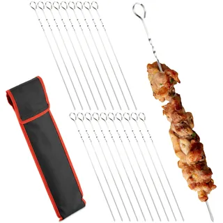 Relaxdays Grillspieß 39 cm Edelstahl silber