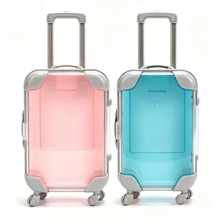Torytoe Mini Koffer Geschenkbox, 2 Miniatur Spardose Koffer, 17x9,5x5cm | Reise Geschenk Reisekoffer, Für Geldgeschenke, Reise & Urlaub, Geburtstag & Hochzeit, mit Rollen & Teleskopgriff, Pink + Blau