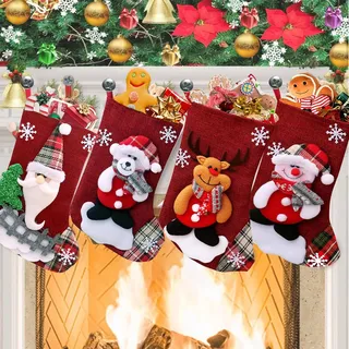 Weihnachtsstrumpf,4 Stück Weihnachtsdeko Socken,Nikolausstrumpf,Weihnachtsstrümp