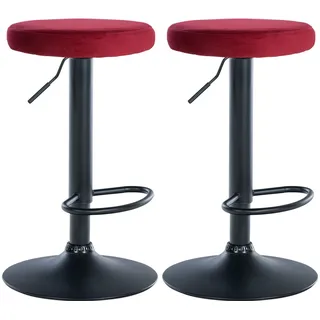 CLP Barhocker Ponte Samt 2er Set drehbar höhenverstellbar 40 x 40 x 85 cm Rot