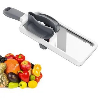 Gemüsehobel Verstellbar mit Fingerschutz für Scheiben in 3 Schnittstärken, Küchen Gadgets für Gemüse, Zwiebeln, Tomaten