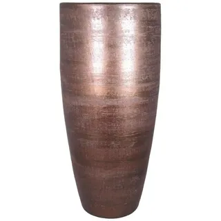 INNA-Glas Dekovase Große Keramik kübel THORAN mit Maserung, Kupfer, 70cm, Ø32cm braun