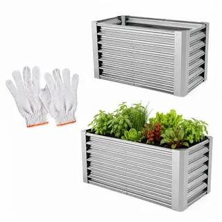 onbest Metall Hochbeet XXL 120 x 60 x 60 cm Silber