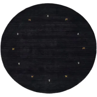 carpetfine Gabbeh-Uni Wollteppich 80 cm schwarz