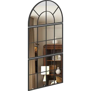 Bogenförmiger Wandspiegel, Fensterförmiger Wandspiegel, 3-teiliges Set, Metallrahmen, 76 X 43 Cm, Schwarz