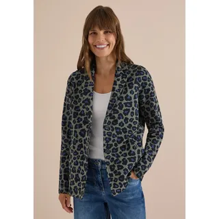 Kurzblazer CECIL, Damen, Gr. XL (44), grün (dried olive grün), Web, Obermaterial: 95% Baumwolle, 5% Elasthan. Futter: 100% Baumwolle, normal normal, V-Ausschnitt, abgesteppt, Blazer Kurzblazer, mit Leo-Muster