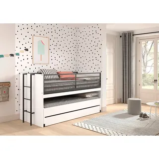 Vipack Etagenbett praktisches Etagenbett 90 x 200 cm Metall schwarz weiß