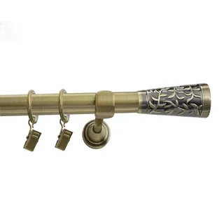 Fenster DEKOR Gardinenstange Gold Antik - Gordijnroede 180 cm - Elegante Modern Vorhangstange - 1-läufig stange vorhang - Karniesabschluss wählbar - Vorhang Stangen Gold Antik Modena