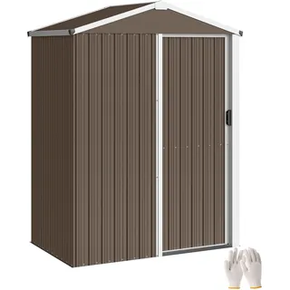 Beyamis Geräteschuppen Aus Metall, 1,1 M2, Mit Satteldach, Abschließbarer Schiebetür, Maße: 136 X 87 X 179 Cm