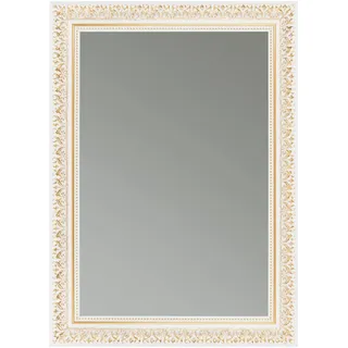 CLAMARO 'FRIEDRICH' Antik Wandspiegel 50x60 cm mit Rahmen | Weiss Gold | Shabby Chic Vintage Barock Spiegel mit Holzrahmen | Barockspiegel inkl. Metall Aufhänger und Montagematerial