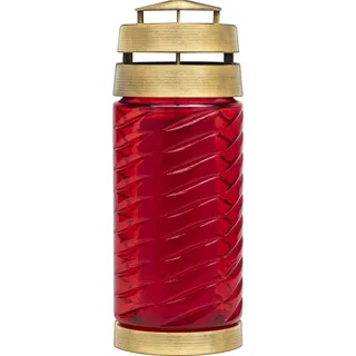 Grablicht Sensucht Brenndauer bis zu 50 Stunden - Elegantes Glas Grabkerze Wetterfest- Für Paraffin- & Öleinsätze - Grableuchte - Gedenkkerze - Hochwertiges Grablicht (Rot)