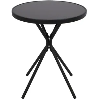 DEGAMO Bistrotisch Balkontisch Milano 60cm rund, Metall anthrazit + Glas schwarz, Outdoor