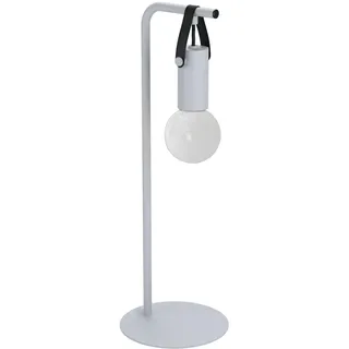 EGLO Tischlampe Apricale, 1 flammige Tischleuchte Industrial, Modern | Minimalismus, Nachttischlampe aus Stahl und Leder, Schreibtischlampe in Hell-Grau, Schwarz, Lampe mit Schalter, E27 Fassung