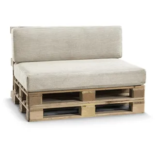 Gutekissen® Palettenkissen, Gartensofakissen, Sitzkissen, Rückenlehne gefüllt mit Poulirette-Schaum, viele Farben und Größen PFL (Set (Sitzkissen 120x80 +Rückenlehne 120x40), Beige)