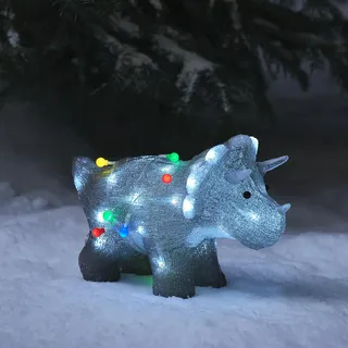 Lights4fun 36cm LED Acryl Triceratops Figur innen und außen Weihnachtsfigur Weihnachtsdeko LED Dino Figur Weihnachtsbeleuchtung Außen Gartendeko