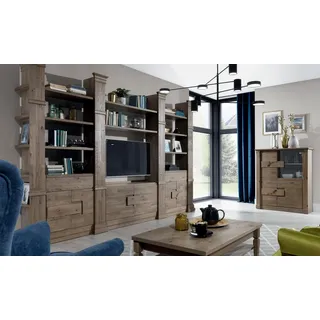 JVmoebel Wohnwand Moderne Kommode im Landhausstil aus hochwertigem Holz in Braun, Made in Europa braun
