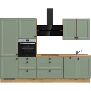 nobilia® Küchenzeile "Cascada premium", vormontiert, Ausrichtung wählbar, Breite 300 cm, ohne E-Geräte grün