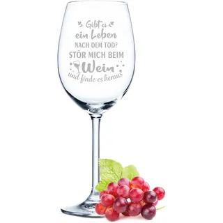 GRAVURZEILE Leonardo Weinglas mit Gravur - Gibt es ein Leben nach dem Tod - Lustige Geschenke mit Spruch für Männer & Frauen - Geeignet für Rotwein, Weißwein & Aperol - Farbe: Daily