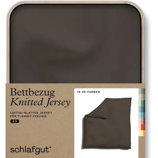 Schlafgut Bettbezug Premium Bettbezug Knitted Jersey (1 St), (1 St), Ton-in-Ton Reißverschluss, Bio-Baumwolle mit Elasthan, Uni, OEKO Tex beige 200 cm x 200 cm