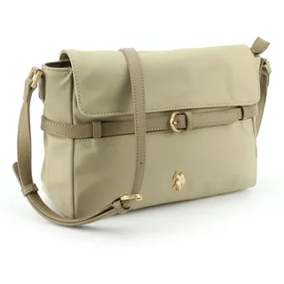 Schultertasche U.S. POLO ASSN. "HOUSTON FLAP CROSSBODY BAG. Damen", Damen, Gr. B/H/T: 11cm x 20cm x 11cm onesize, beige, Polyester, Polyurethan, Taschen Schultertasche, Schultertasche Damen, kleine Handtasche, Fashion, Lifestyle, Sale