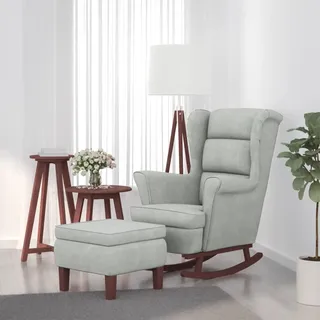 IKAYAA Schaukelstuhl Wohnzimmer Schaukelsessel Ohrensessel mit Hocker Sessel Schlafzimmer Relaxsessel Schaukelstühle mit Armlehnen Lesesessel Lesestuhl XXL Polstersessel Lounge Chair